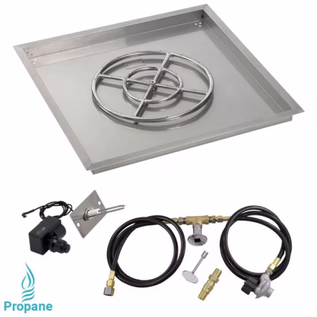 American Fire Products 30" Square Drop-In Pan Spark Ignition Fire Pit Burner Kit
