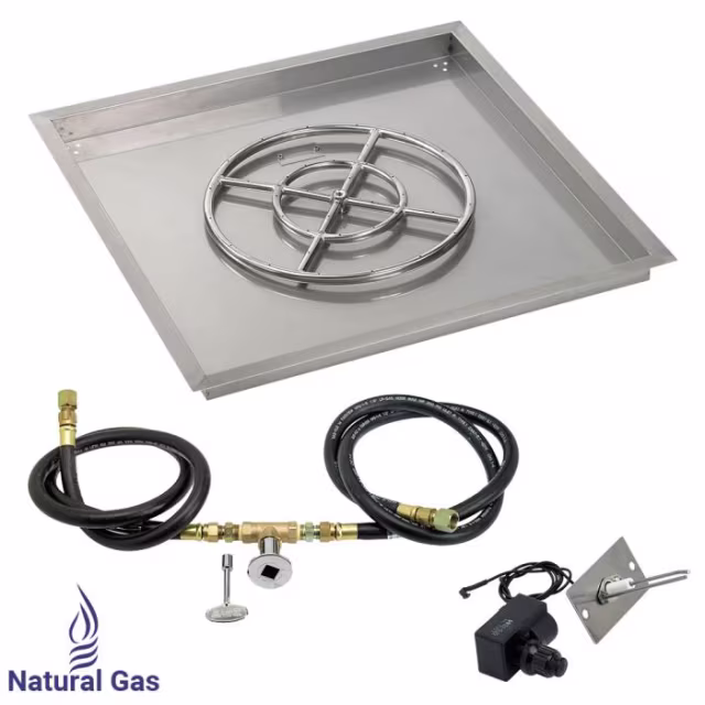 American Fire Products 36" Square Drop-In Pan Spark Ignition Fire Pit Burner Kit
