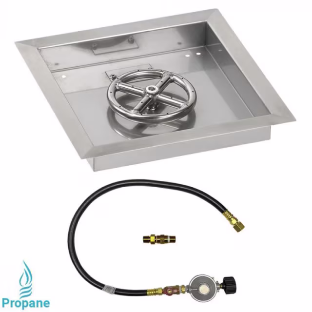 American Fire Products 12" Square Drop-In Pan Match Light Fire Pit Burner Kit