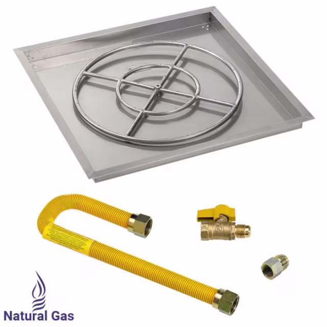 American Fire Products 30" Square Drop-In Pan Match Light Fire Pit Burner Kit - High Capacity