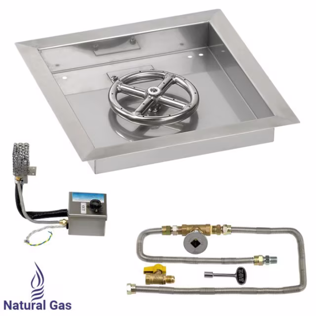 American Fire Products 12" Square Drop-In Pan AWEIS Fire Pit Burner Kit