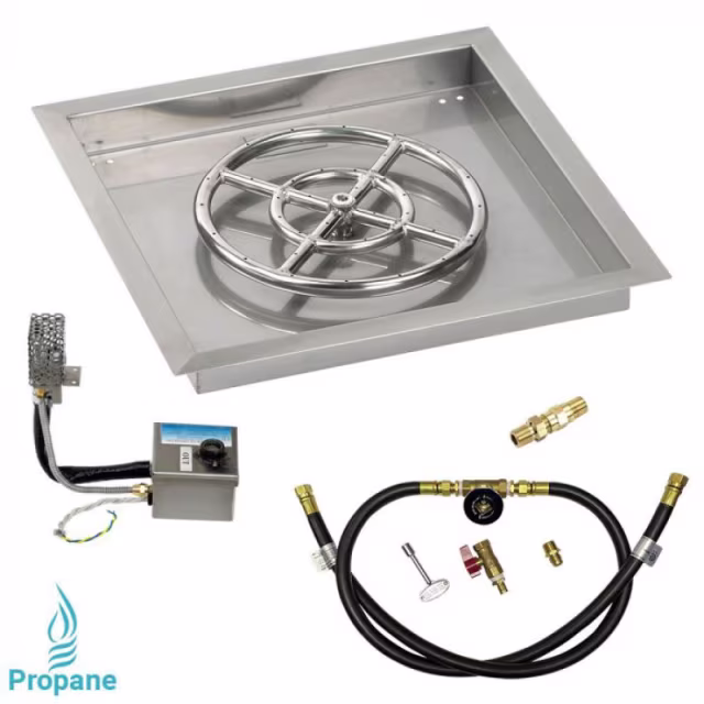 American Fire Products 18" Square Drop-In Pan AWEIS Fire Pit Burner Kit