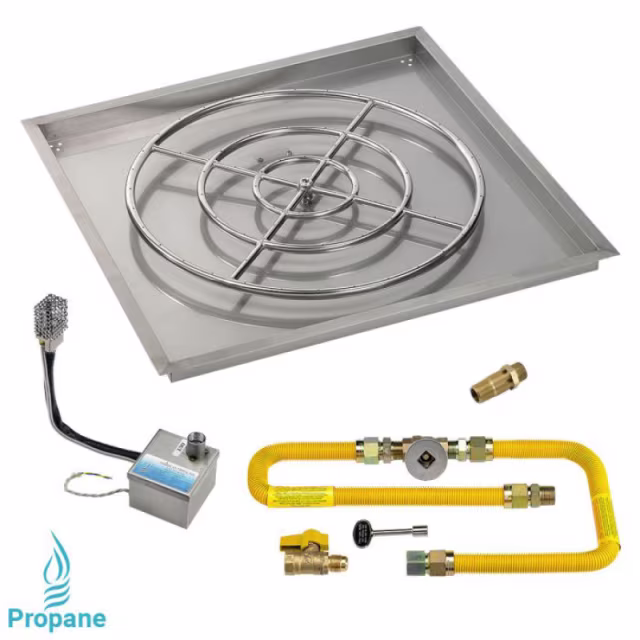 American Fire Products 30" Square Drop-In Pan AWEIS Fire Pit Burner Kit - High Capacity