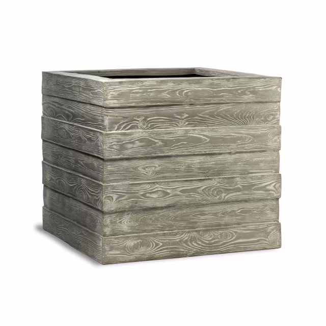 Capital Garden Driftwood 24" Square Fiberglass Box Planter