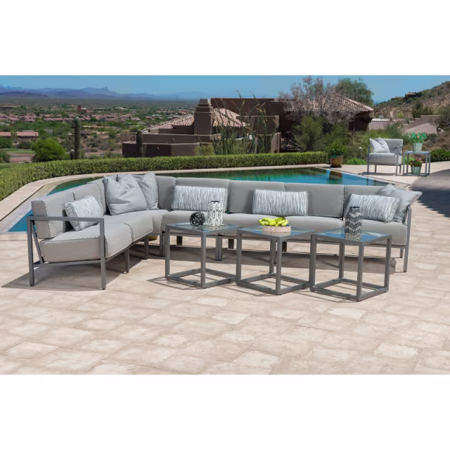 Woodard Salona Aluminum Left Arm Facing Love Seat Outdoor Sectional Unit