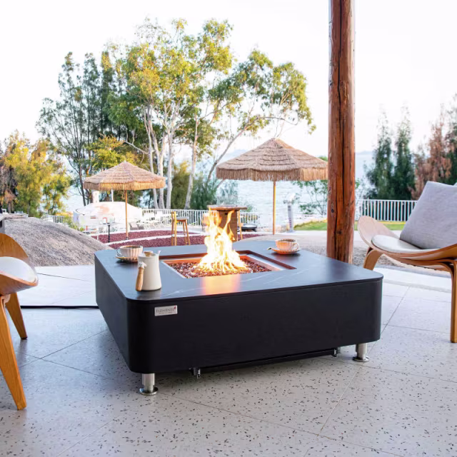 Elementi Plus Copenhagen 42" Square Marble Porcelain Gas Fire Table