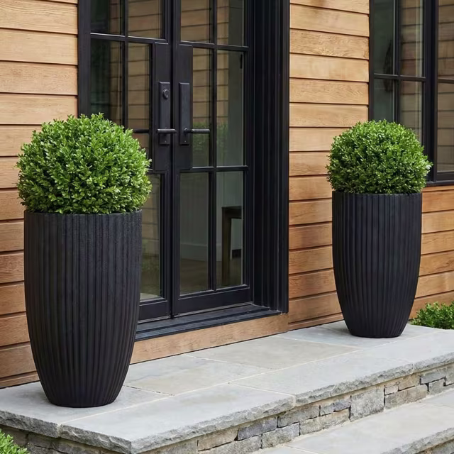 Capi Urban Tube 22" Elegant Low Vase Planter Pot - Black