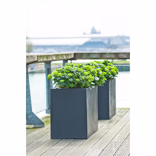Pottery Pots Natural Jort 37" x 15" x 28" Rectangular Fiberstone Trough Planter - Grey