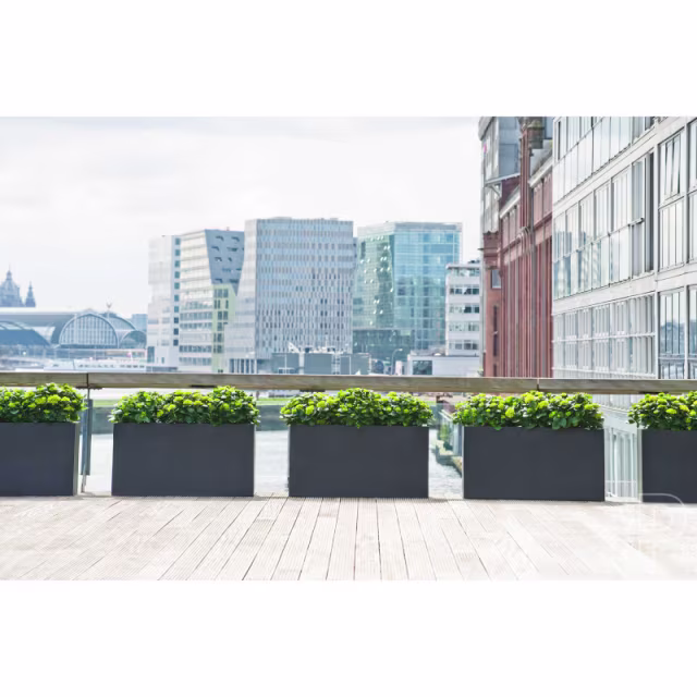 Pottery Pots Natural Jort 31.5" x 12" x 16" Rectangular Fiberstone Trough Planter - Black