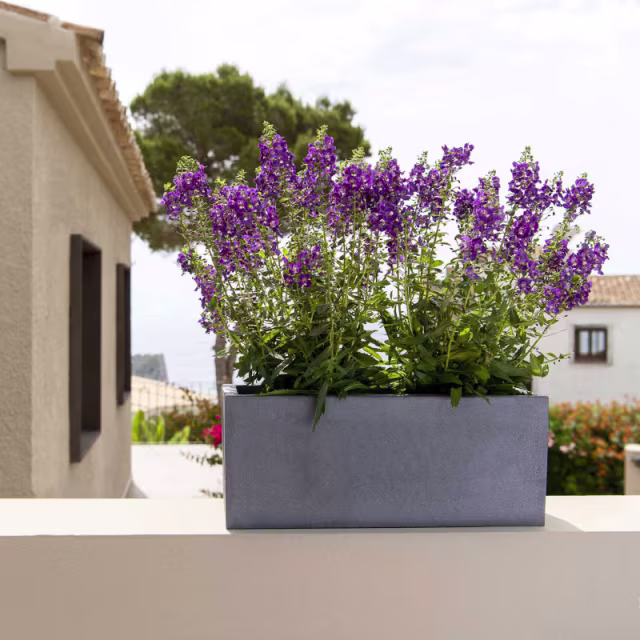 Pottery Pots Natural Balcony 20" x 8" Rectangular Fiberstone Window Planter Set of 4 - Grey