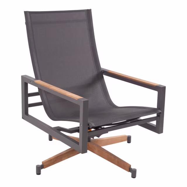POVL Outdoor Qube Aluminum High Back Swivel Rocker Lounge Chair