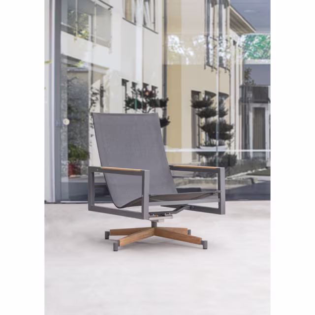 POVL Outdoor Qube Aluminum High Back Swivel Rocker Lounge Chair