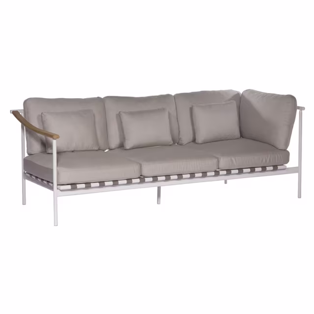 Barlow Tyrie Around Deep Seating Sofa - Teak Left Arm / Aluminum Right Arm
