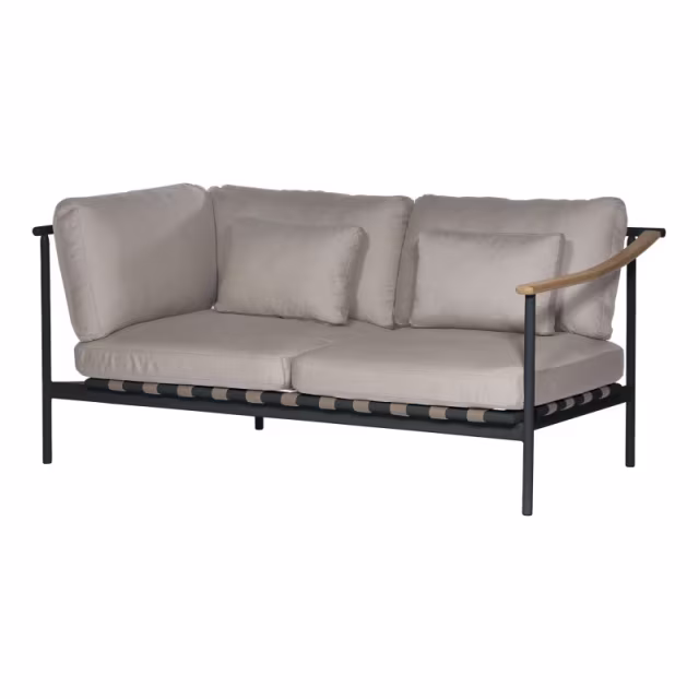 Barlow Tyrie Around Deep Seating Loveseat - Aluminum Left Arm / Teak Right Arm