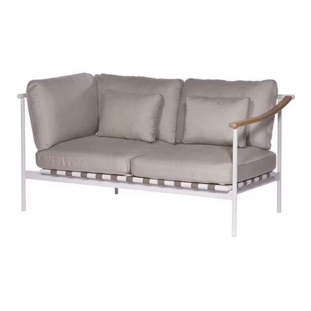 Barlow Tyrie Around Deep Seating Loveseat - Aluminum Left Arm / Teak Right Arm