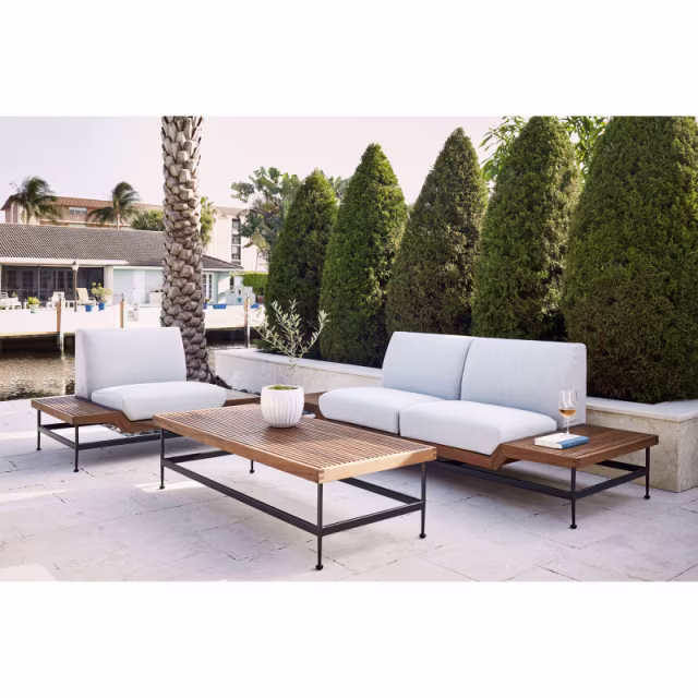 Jensen Outdoor Jett 60" Rectangular Coffee Table - Ipe Wood Top