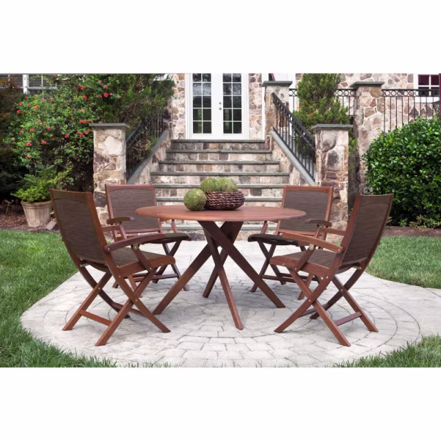 Jensen Outdoor Topaz Folding Sling Dining Armchair - Brown