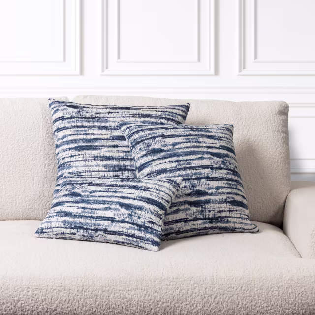 Elaine Smith 22" x 22" Linear Indigo Sunbrella Outdoor Pillow