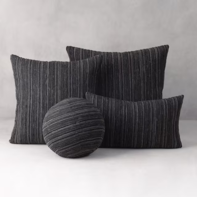 Elaine Smith 22" x 22" Luxe Stripe Charcoal Sunbrella Outdoor Pillow