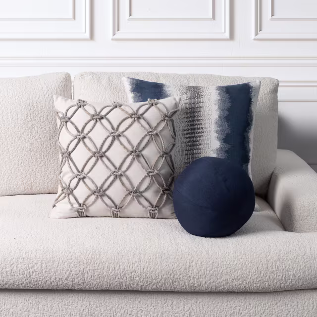 Elaine Smith 20" x 20" Grigio Rope Sunbrella Outdoor Pillow