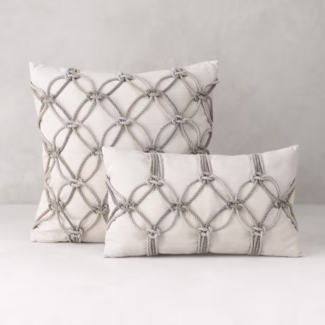 Elaine Smith 20" x 12" Grigio Rope Sunbrella Outdoor Pillow