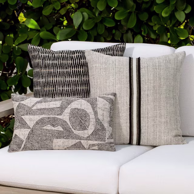 Elaine Smith 20" x 12" Influence Ebony Sunbrella Outdoor Pillow