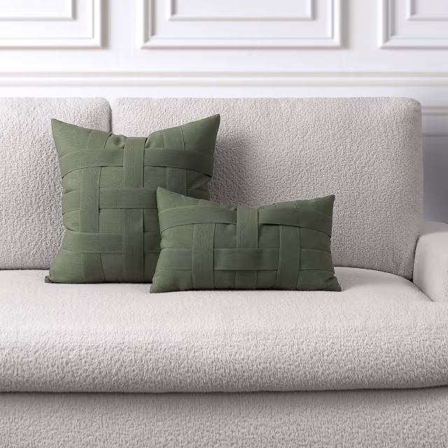Elaine Smith 20" x 20" Basketweave Fern Sunbrella Outdoor Pillow