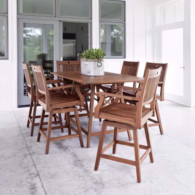 Jensen Outdoor Opal Ipe Wood Swivel Counter Armchair