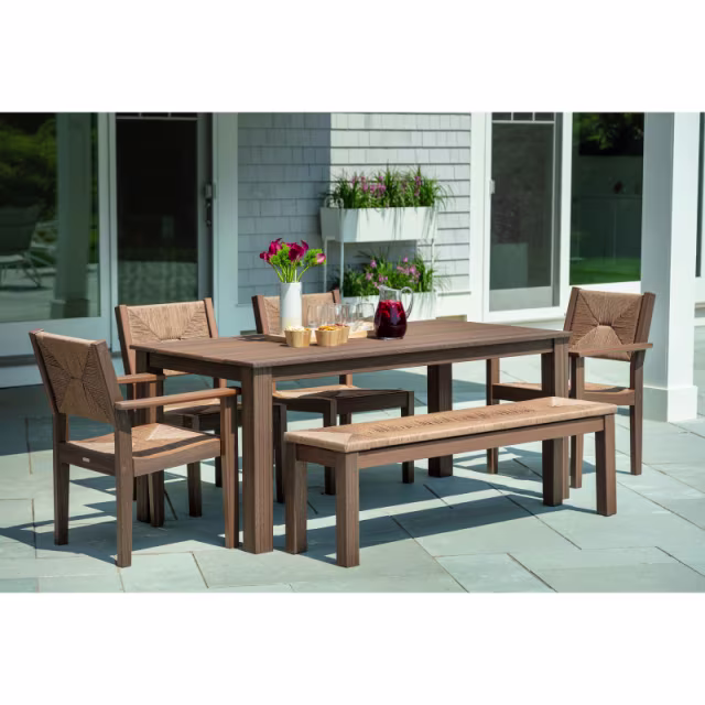 Seaside Casual Greenwich Woven 60" Recycled Polymer Dining Bench