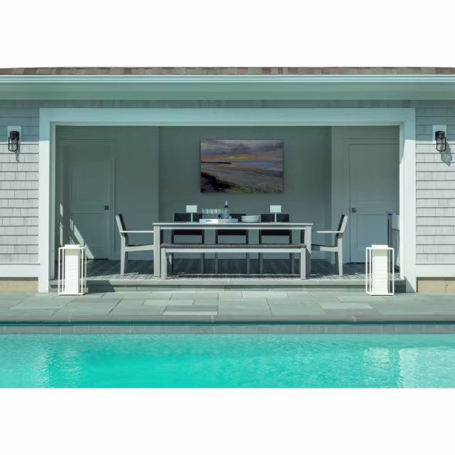 Seaside Casual Greenwich Woven 80" Recycled Polymer Dining Bench