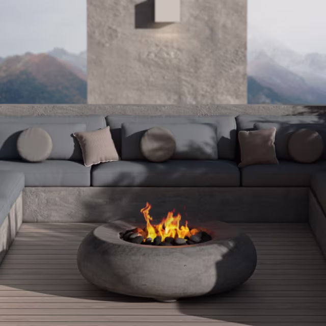 Prism Hardscapes Pietra Round 49" Concrete Gas Fire Bowl