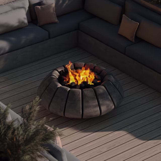 Prism Hardscapes Sunflower Round 48" Concrete Gas Fire Bowl