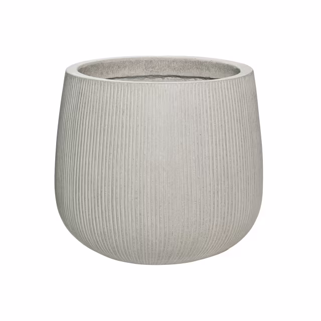Pottery Pots Ridged Pax 16" Round Ficonstone Planter Pot - Light Grey