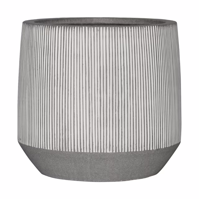 Pottery Pots Ridged Harith 12" Round Ficonstone Planter Pot - White Stripe