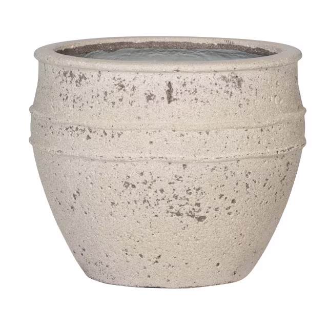 Pottery Pots Mediterranean Athena 16" Round Ficonstone Planter Pot - Chalk White