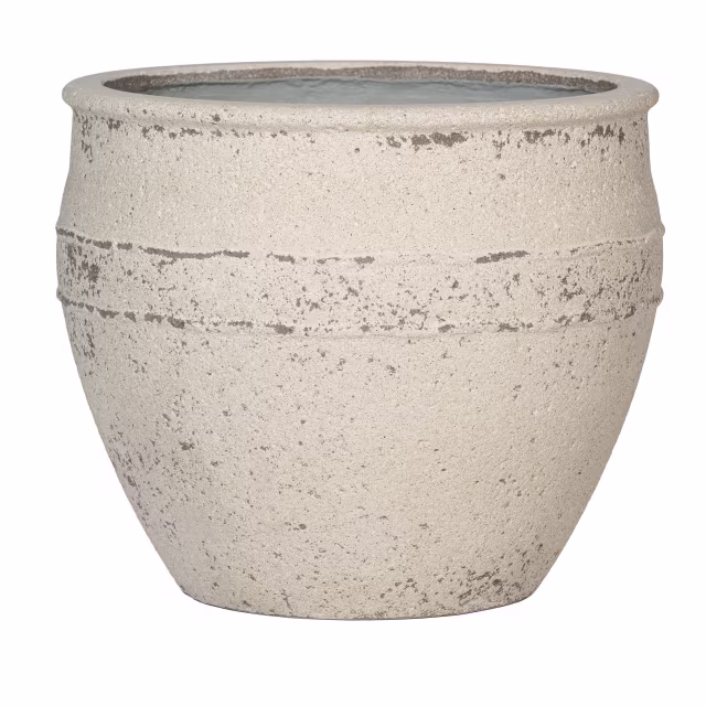 Pottery Pots Mediterranean Athena 21" Round Ficonstone Planter Pot - Chalk White