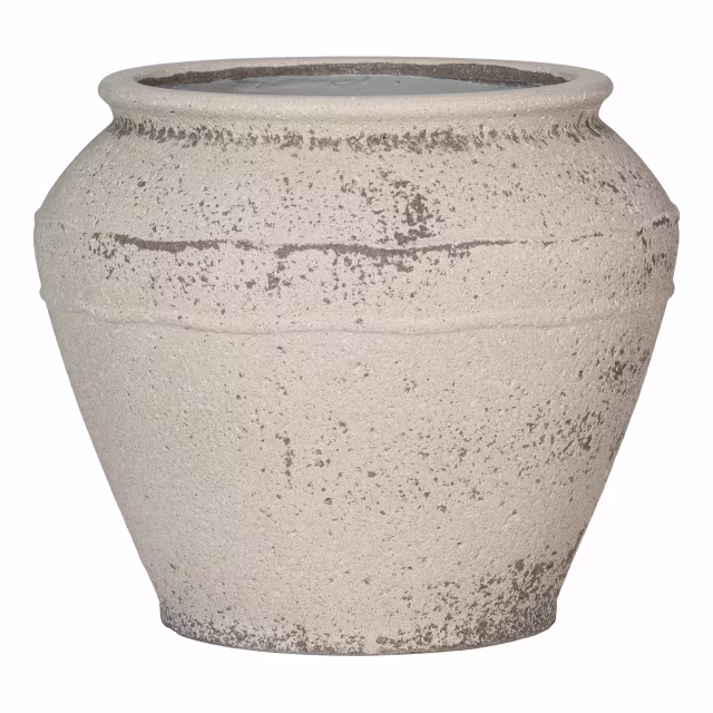 Pottery Pots Mediterranean Eros 21" Round Ficonstone Planter Pot - Chalk White