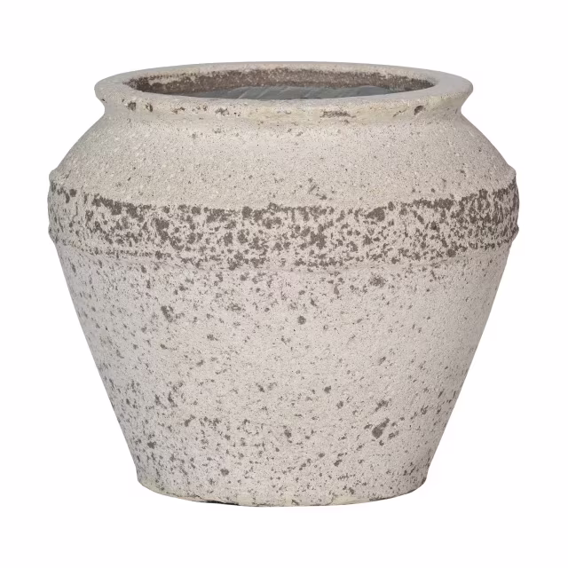 Pottery Pots Mediterranean Eros 13" Round Ficonstone Planter Pot - Chalk White