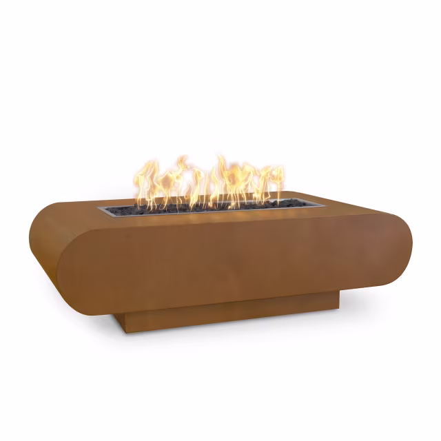 The Outdoor Plus La Jolla 84" Rectangular Cor-Ten Steel Gas Fire Pit