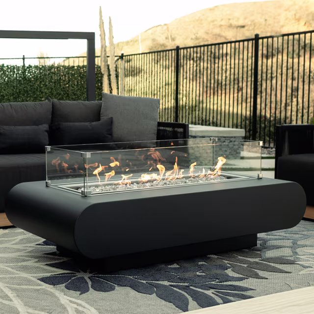The Outdoor Plus La Jolla 48" Rectangular Powder-Coated Steel Gas Fire Pit
