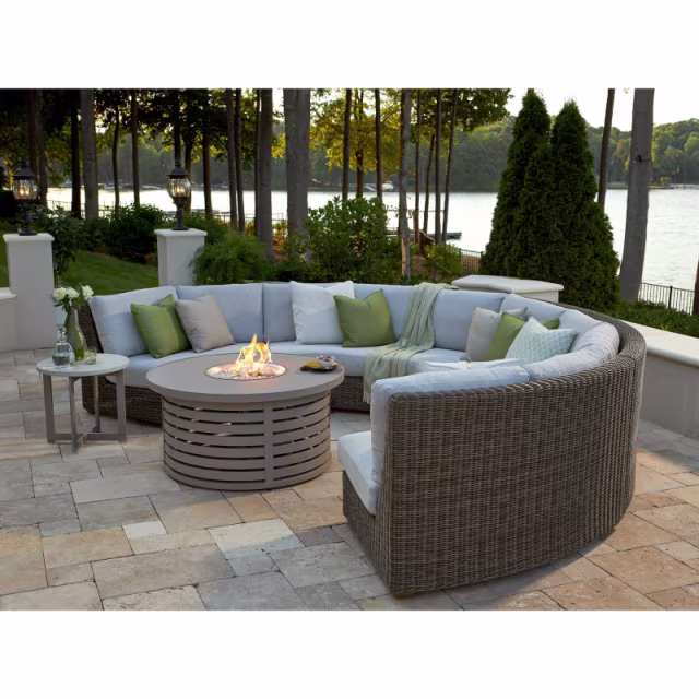 Lane Venture Oasis Wicker Curved Armless Loveseat Outdoor Sectional Unit