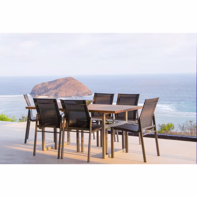 POVL Outdoor Qube Stacking Aluminum Dining Side Chair - Set of 6