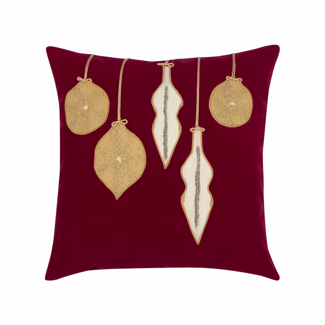 Elaine Smith 20" x 20" Ornaments Ruby Sunbrella Outdoor Pillow