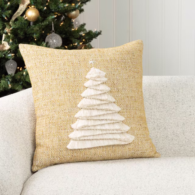 Elaine Smith 20" x 20" Fraser Fir Golden Sunbrella Outdoor Pillow