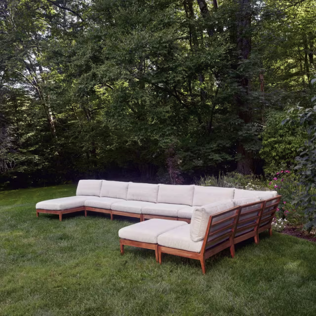 Lee Industries Hampton Teak Armless Sofa Outdoor Sectional Unit