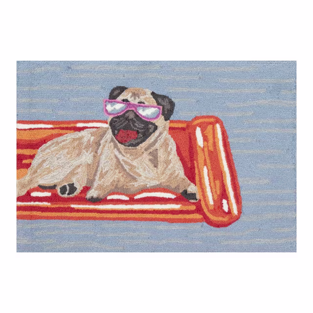 Trans-Ocean Frontporch Pool Party Pug Indoor/Outdoor Doormat