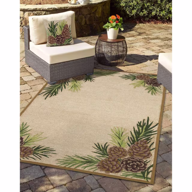 Trans-Ocean Ravella Forest Border Indoor/Outdoor Rug