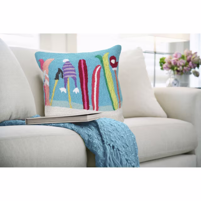 Trans-Ocean 18" x 18" Frontporch Gone Skiing Indoor/Outdoor Pillow