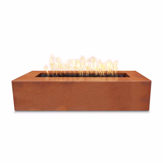 The Outdoor Plus Regal 60" Rectangular Cor-Ten Steel Gas Fire Pit