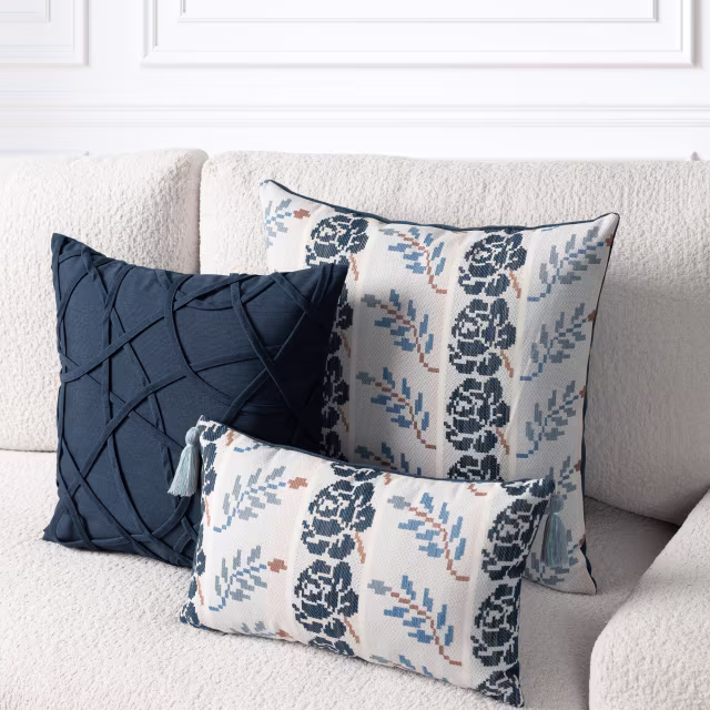 Elaine Smith 20" x 20" Illusion Indigo Sunbrella Outdoor Pillow